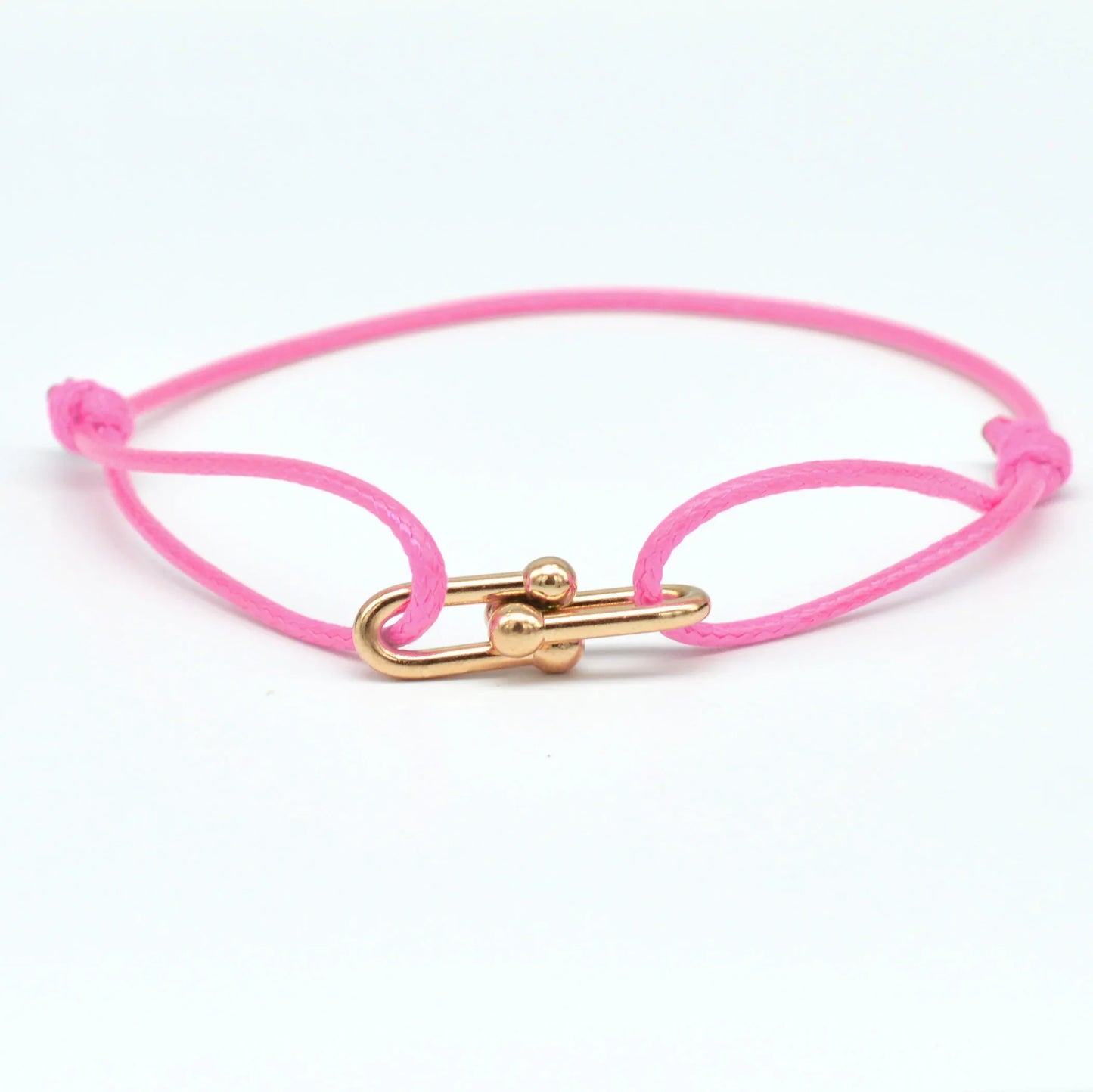 Simple Bamboo Horseshoe Buckle Bracelet Braided Ribbon Adjustable DIY Rope Bracelets Women Men Stainless Steel Jewelry