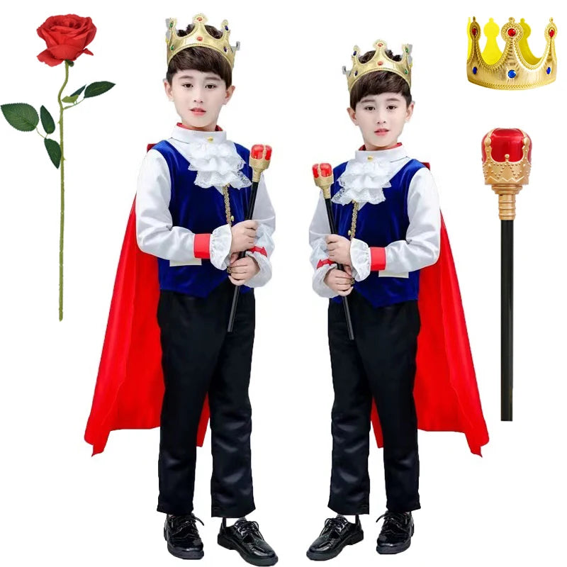 Halloween Carnival Kids Cosplay King Costume Fairy Prince Children Stage Performance Masquerade Festival Boys Clothing Set