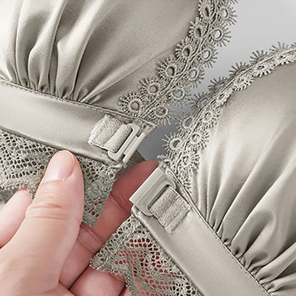 Fashionable Comfortable Women Front Button Solid Color Underwear No Steel Ring