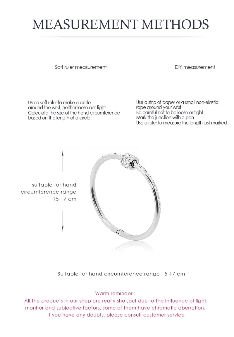 MOONLIGHT Classic Stainless Steel Zircon Bangle For Women Circular Screw Bracelet Female Jewelry Gifts Fashion Accessories