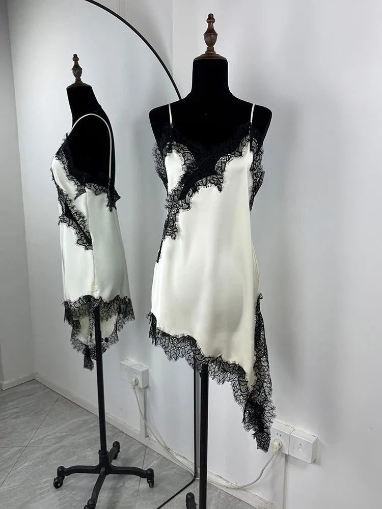 Tornova Lace Mini Spaghetti Strap Dress For Women Backless Slit Sexy Dress Evening Party Bodycon Female Elegant Dress High Waist