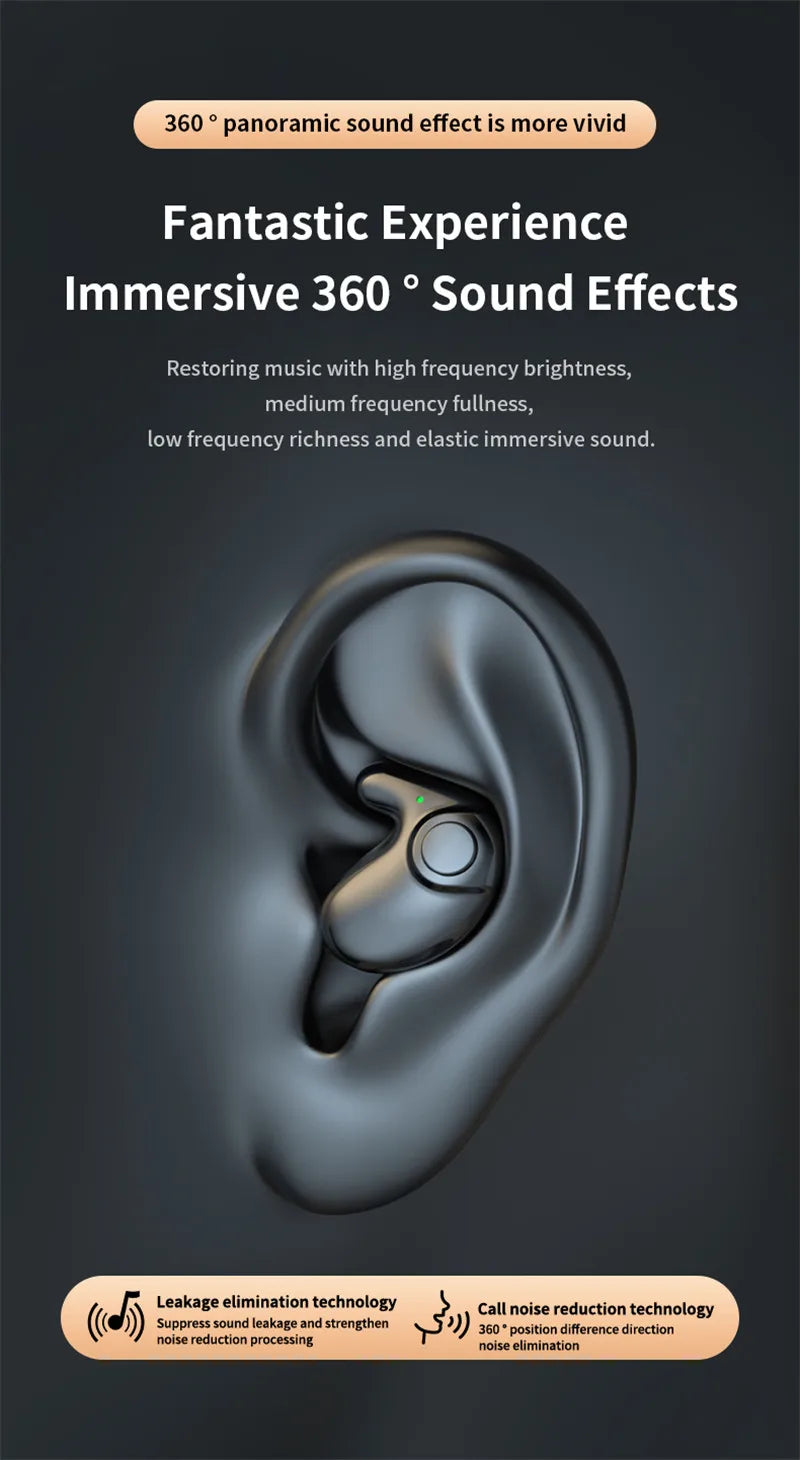 Invisible Earbuds Sleep Headphones Bluetooth 5.3 Noise Reduction Earbuds TWS Wireless Headsets Sport Stereo Earphones for Phone