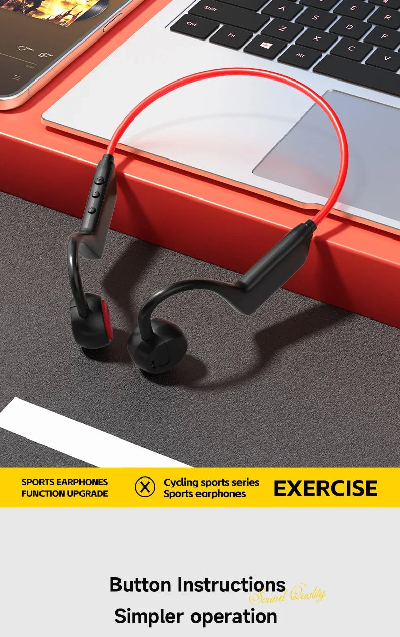 Bone Conduction Headset Wireless Swimming Sports Headphone IPX8 Bluetooth 5.4 With Mic Waterproof Exercise Fitness