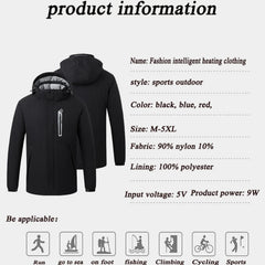 Heated Men's Jacket Winter Fashion Parka For Men Warm Coats USB 8 Area Heating