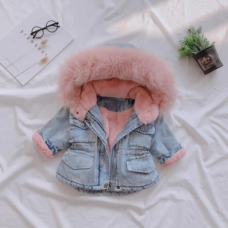 Autumn Winter Thicken Baby Boys Denim Jacket Thick Warm Children Outerwear Fashion Coat 2 3 4 5 6 7 8 Years Kids Clothes