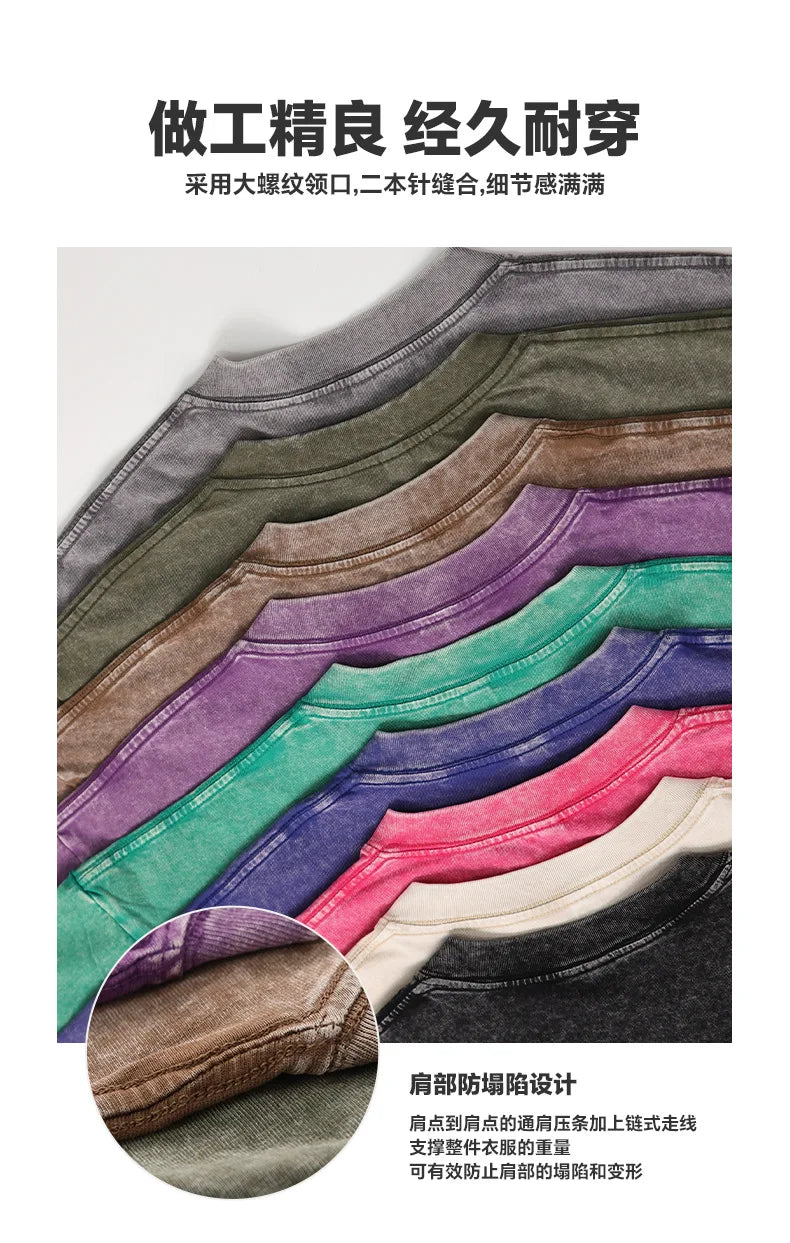 Custom Your LOGO Hip Hop Streetwear Men 100% Cotton T-shirts Oversized Washed Top Tee Unisex Summer Retro Brand Personalized