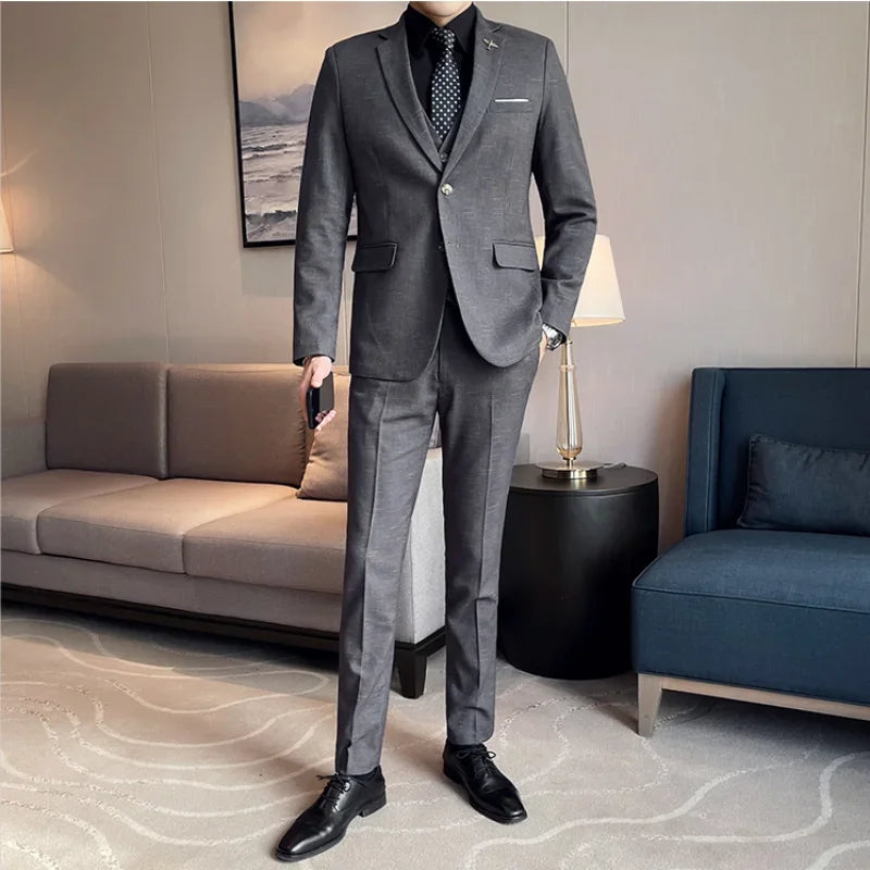 Tuxedo for Mens: Men's Wedding Suit (suit + Vest + Trousers) Fashion Business