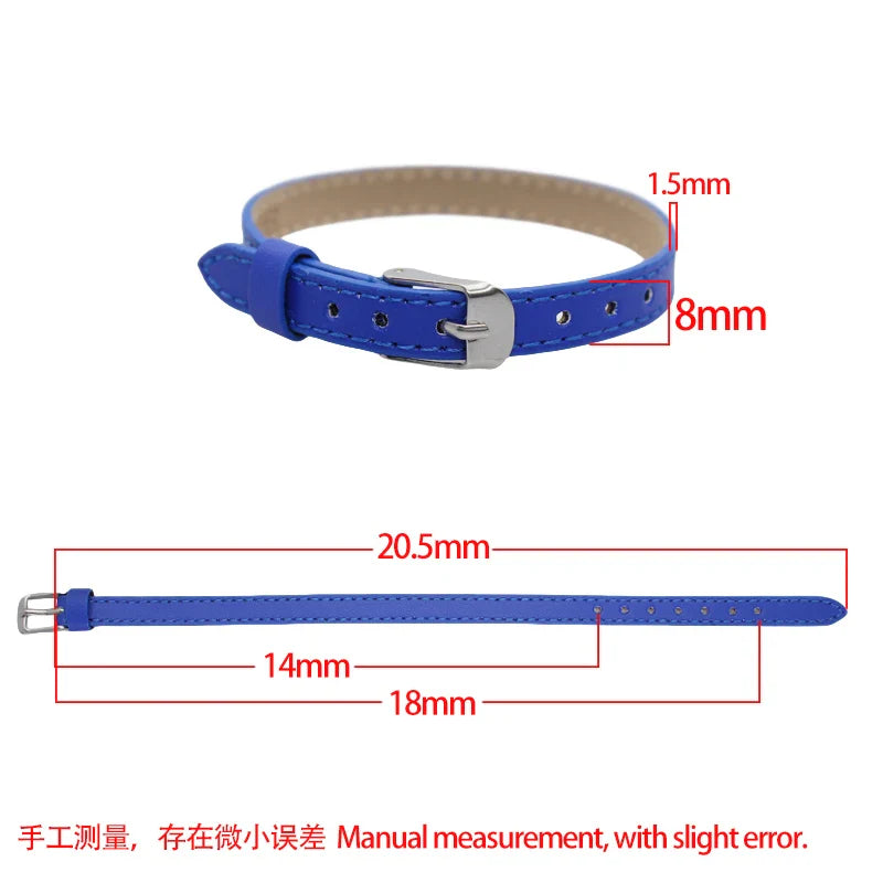 20pcs Real Leather Bracelet Band 8/10mm Width 21cm Length Through Slide Charms Letters Alphabet DIY Jewelry For Women Kids Gift