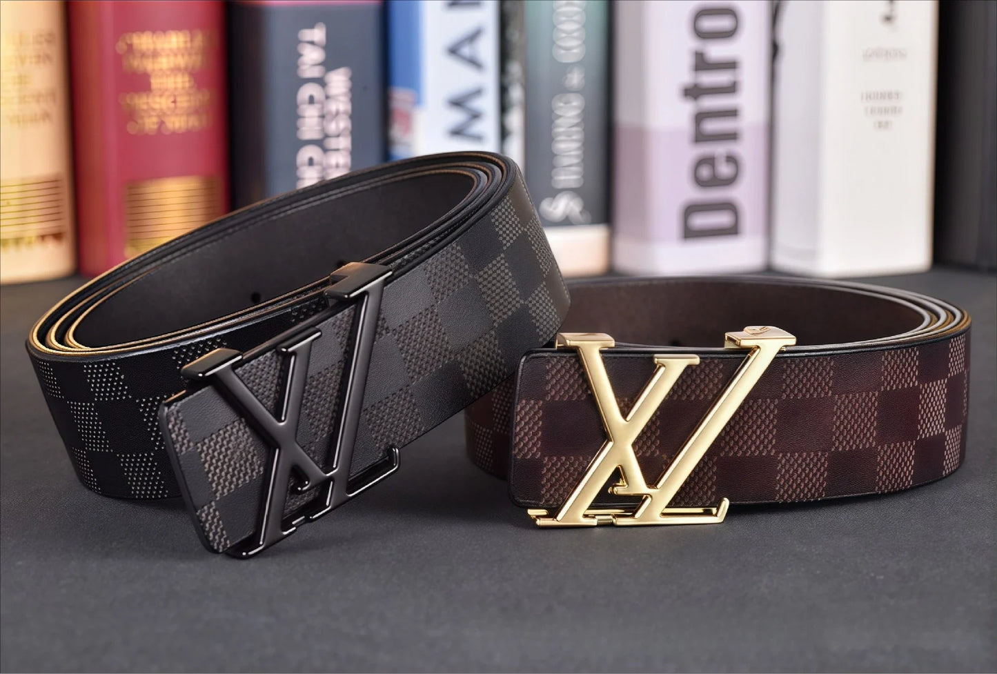 Light Luxury Mens Leather Belt Smooth Buckle Genuine Cowhide Perforated Pattern Fashion Trendy High End Versatile