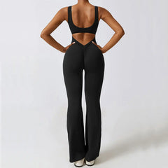 Women Jumpsuits One-Piece Yoga Suit Dance Belly Tightening Fitness Workout Set