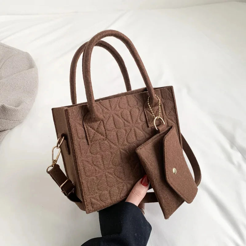 Zipper Messenger Bag Solid Color Felt Women Shoulder Bag Luxury Designer