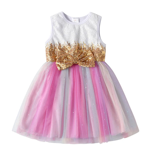 Princess Dress for Girls Kids Sleeveless Summer Dresses Children Shinny Sequins