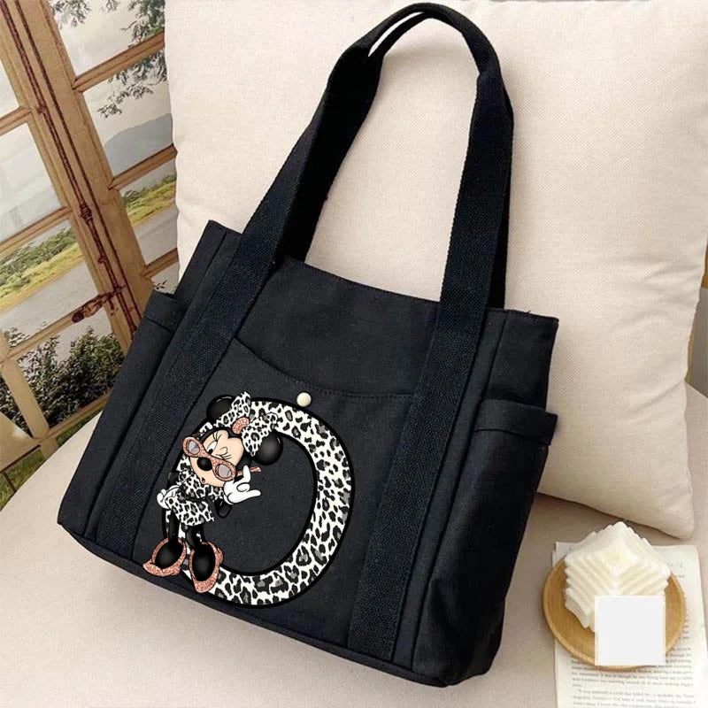 Cute Minnie Mouse Women's Bags Disney A-Z 26 English Letters Shoulder Bag