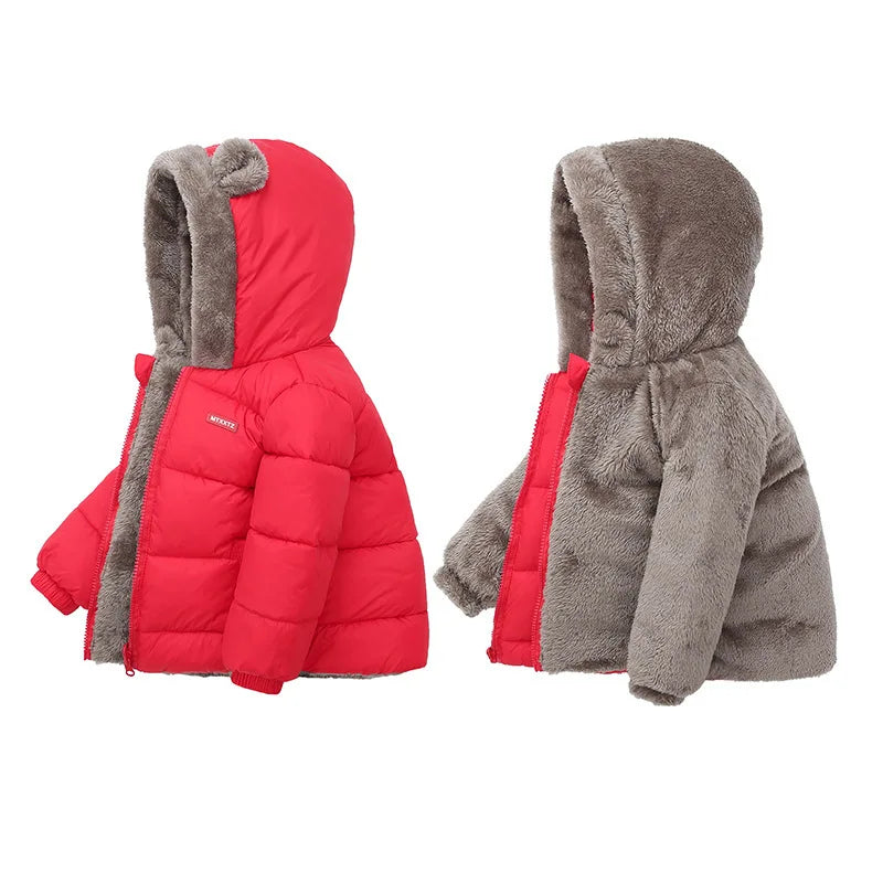 Autumn Winter Girls Jacket Cute Bear Ears Keep Warm Fashion Princess Hooded Coat