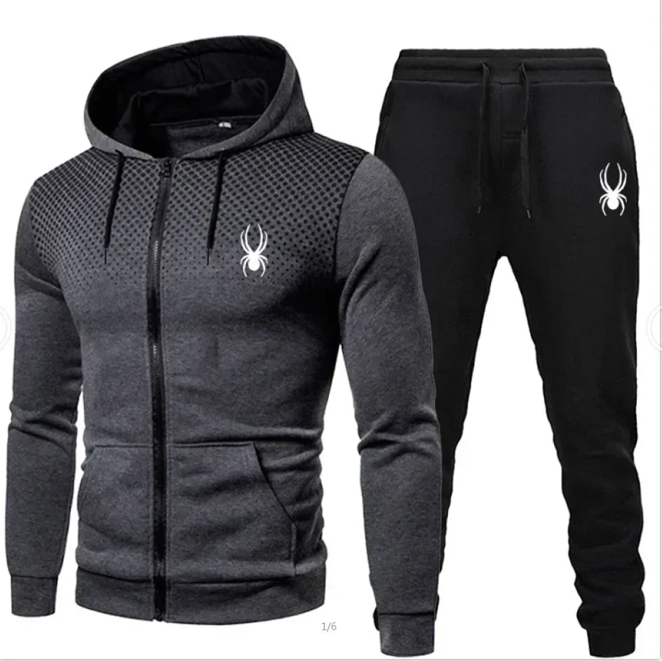 2026 New Spring Autumn Men's Long Sleeve Hoodie; Pants Two-piece Set Fashion Outdoor Running Sports Suit