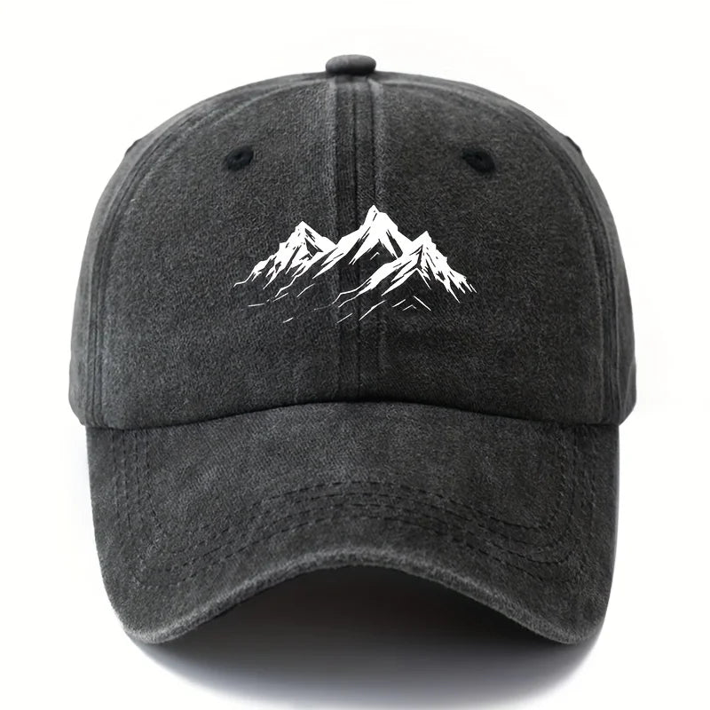 Men's printed mountain baseball cap classic style outdoor adventure sun protection lightweight duckbill cap, truck driver cap.