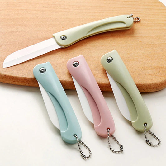 1PC Mini Ceramic Fruit Knife Kitchen And Bar Supplies Portable Folding Knife Creative