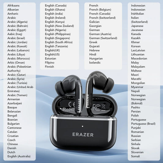 AI Translator Earbuds Erazer XT89PRO Bluetooth Earphones Game Low Latency Wireless Headphones In-Ear Noise Reduction Softpads