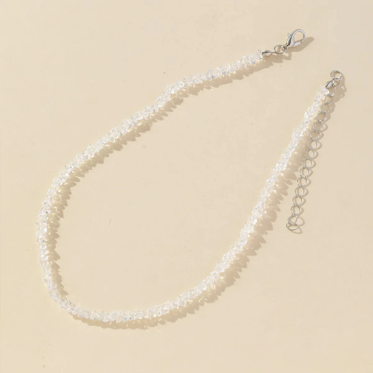 Mulit-cut Glass Crystal Irregular Beaded Choker Necklace for Women Transparent Vintage Collarbone Collar Neck Fashion Jewelry