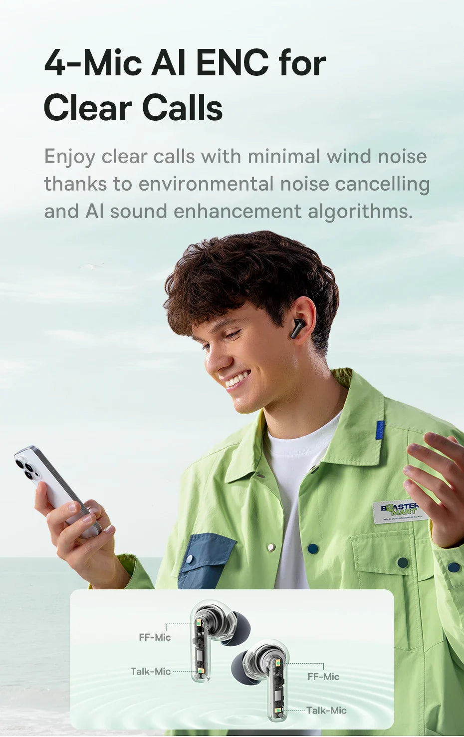 Baseus Bass EP10/BP1 NC -43dB Noise Cancelling ANC True Wireless Earbuds Bluetooth 6.0 In-Ear Wireless Earphones 4-Mics Ear buds