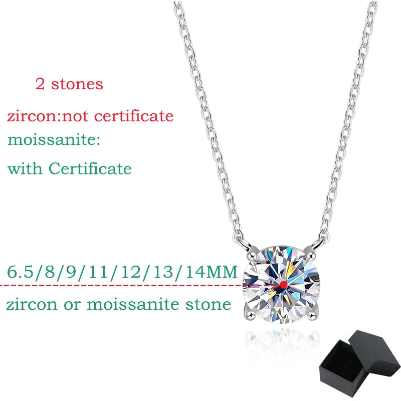 Smyoue White Gold Plated 1-10CT Moissanite Necklace for Women Classic Four Claws Pendant Wedding Jewelry 925 Sterling Silver
