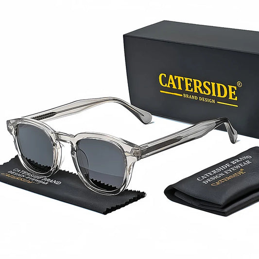 CATERSIDE Retro Small Circular Sunglasses Men Punk Propionic Luxury Brand Design Sun Glasses Women Business Party Eyewear UV400