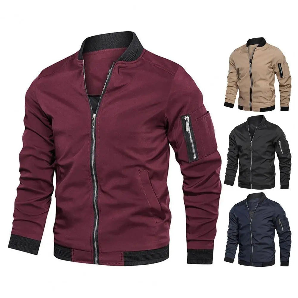 Men Bomber Jacket Casual Streetwear Hip Hop Zipper Coats Windbreaker Fashion Clothing