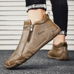 Men Leather Shoes Luxury Designer Slip on Loafers Ankle Casual Boots