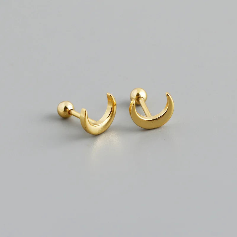 WANTME 925 Sterling Silver Fashion Korean Petal Screw Bead Stud Earrings for Women Charm Ear Bone Piercing Jewelry Accessories
