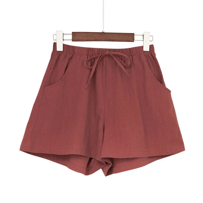 Summer Women Cotton Linen Shorts High Waist Shorts Short Pants Women Fashion Casual Sports Shorts Female S-3XL