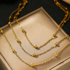 Stainless Steel Necklace High-end Atmosphere Delicate Beads Multi-Layers Chain