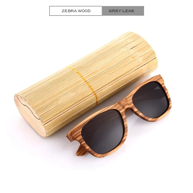 GM Men bamboo Wood Sunglasses Women Retro Vintage Polarized zebra Wooden Glasses Oculos De Sol Square Summer Goggle paper box