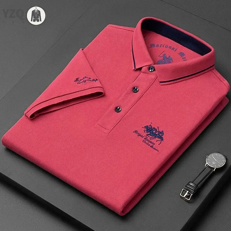 Men's Embroidered Casual Fashion Short Sleeved POLO Shirt Summer Comfortable Top