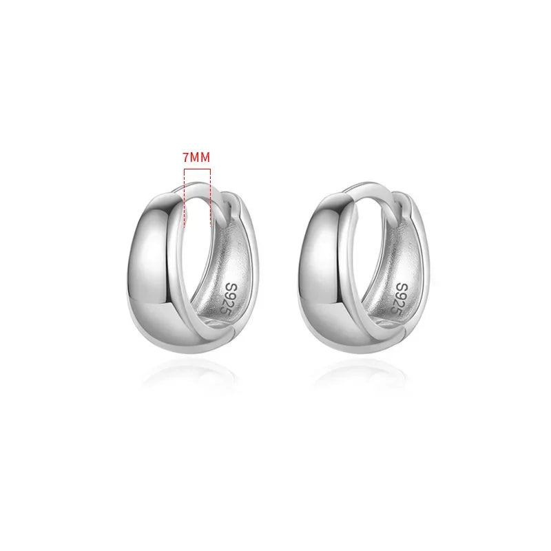 TrustDavis Real 925 Sterling Silve Fashion Inside Diameter 6 7 8 9 10mm Hoop Earrings For Women Men Personality Jewelry DG0132