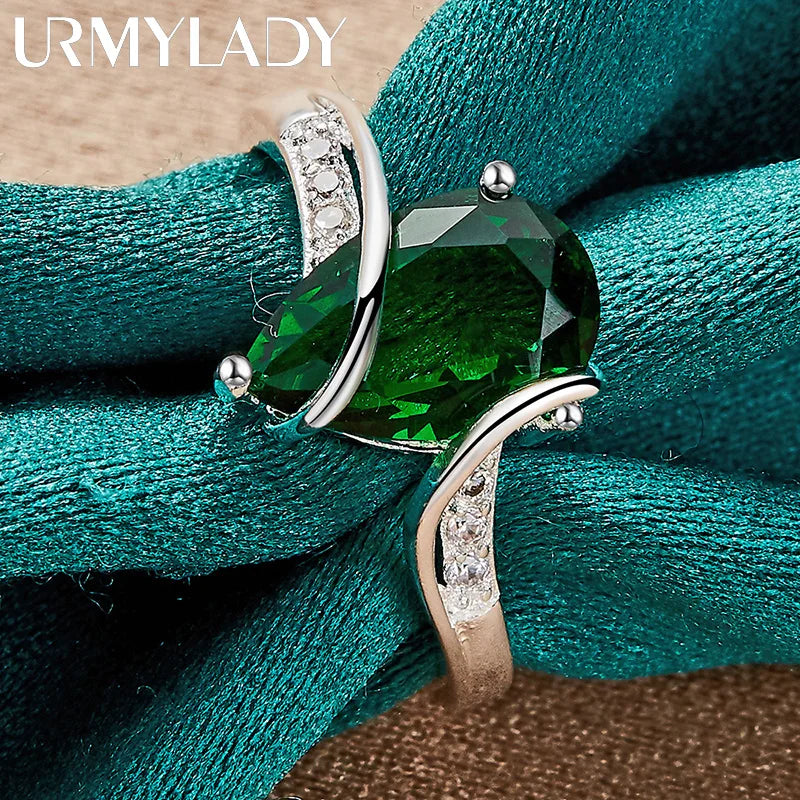925 Sterling Silver Water Drop Turquoise 7-10# Ring For Women Wedding