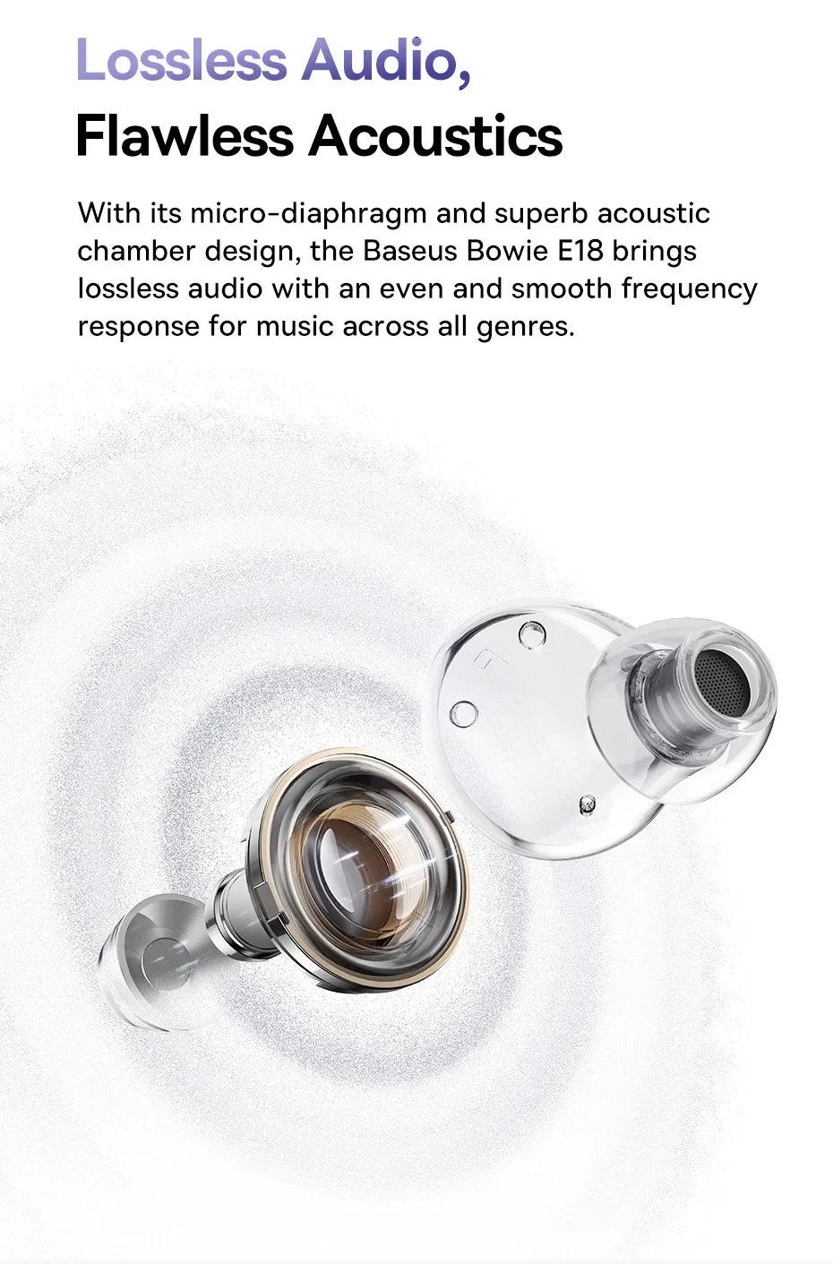 Baseus Bowie E18 True Wireless Earbuds Bluetooth 5.3 AI ENC Earphones 25H Long Playtime IPX4 Waterproof Mini bean earbud