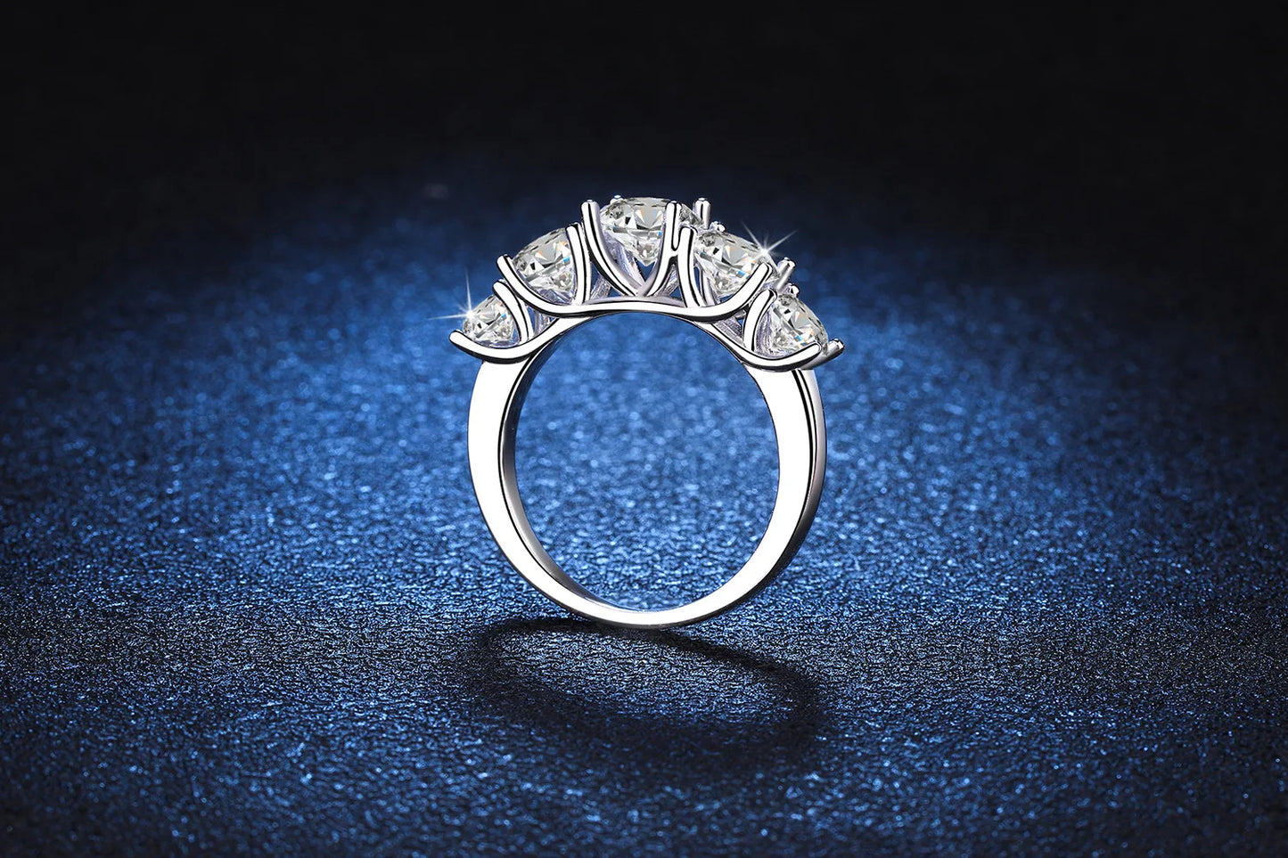 Rings for Women 5 Stones Sparkling Diamond Wedding Band