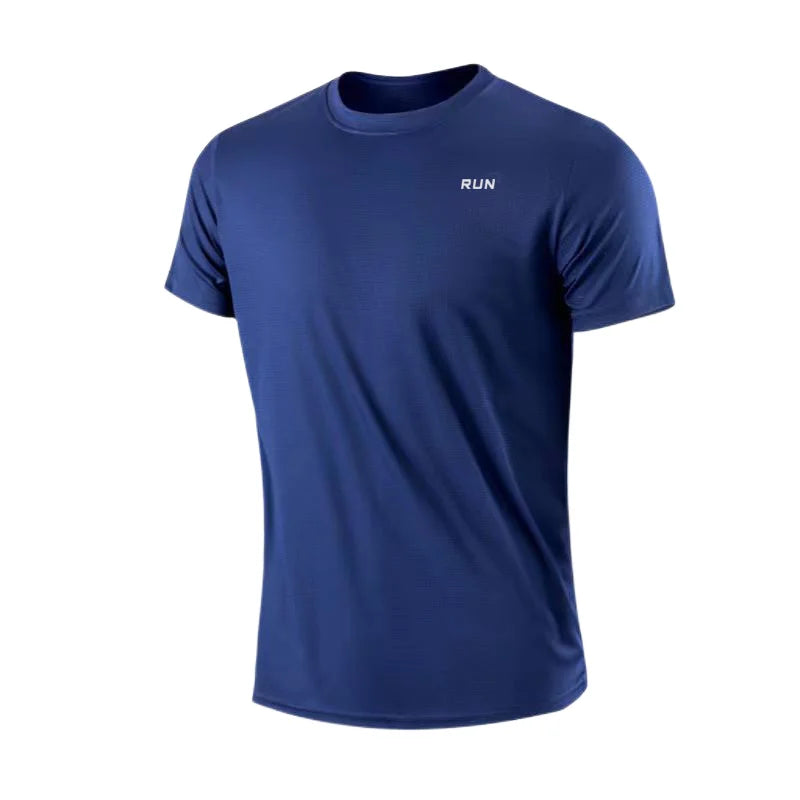 Summer Ice Silk Short Sleeve T-Shirt Men New Quick Dry Breathable Air Conditioning Outdoor Sun Protection Running Outer Wear