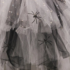 Halloween Graveyard Bride Costume For Girl Ghost Bride Tutu Dress Kid Lace Frock+Veil