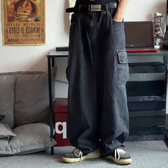 Jeans Trouser Denim Y2k Baggy Pants Black Wide Leg Pants Men's Jeans Oversize Cargo