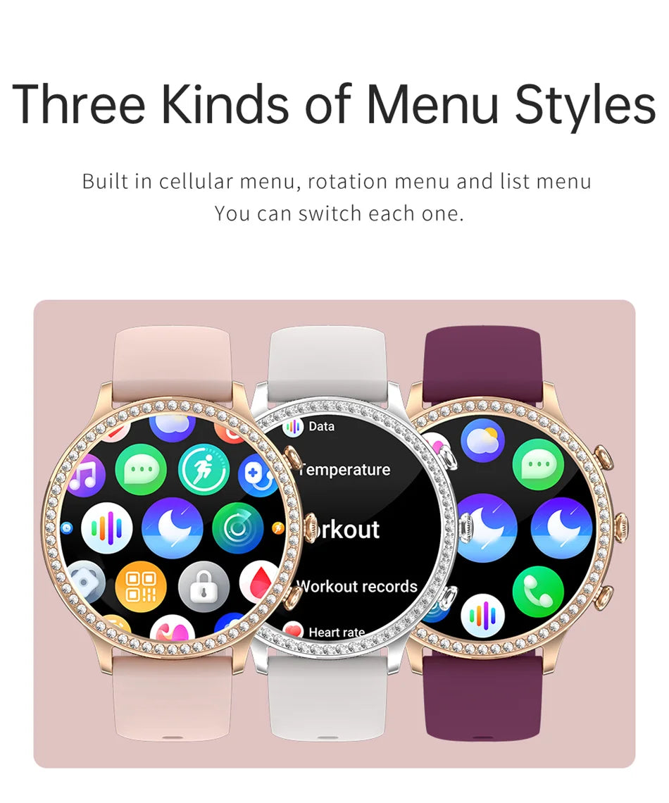Women Smart Watch Double Strap Heart Rate Sleep Monitoring Wireless Call Voice Assistant Waterproof Smartwatch For Android IOS
