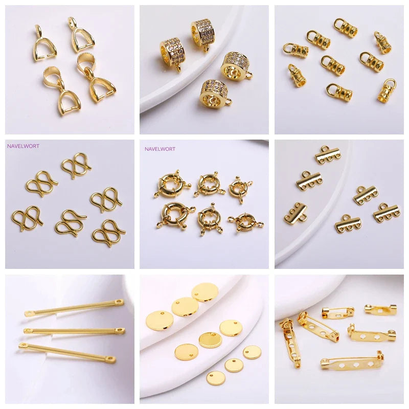 14K Gold Plated Brass Earrings Hooks Round Hoop Earrings,Earring Fixtures,Fasteners For Earrings,DIY Earring Making Accessories