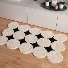 Plush Thicken Rugs Black White Carpet for Living Room Soft Fluffy Bedside