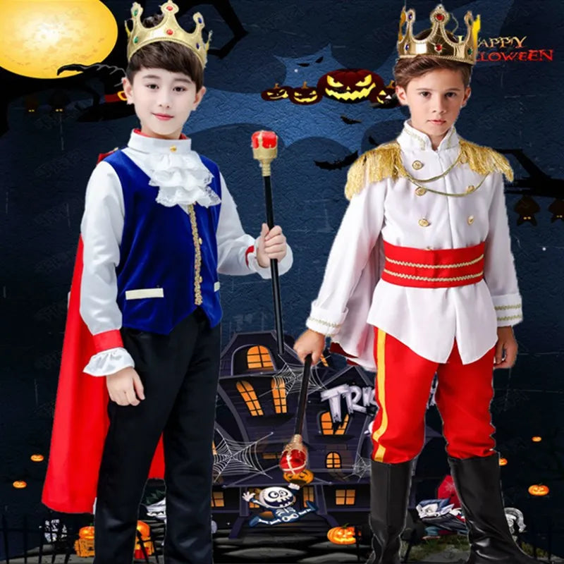 Halloween Carnival Kids Cosplay King Costume Fairy Prince Children Stage Performance Masquerade Festival Boys Clothing Set