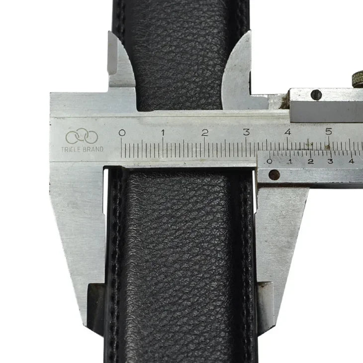 Male Cowskin Leather Belt - Automatic Buckle, Luxury Designer Style, 3.5cm, Black/Brown, Plus Size 130-170cm