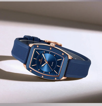 NAVIFORCE Top Brand Women Tonneau Watches Fashion Ladies Quartz Watch Silicone Strap Gift Female Wristwatch Relojes Para Mujer