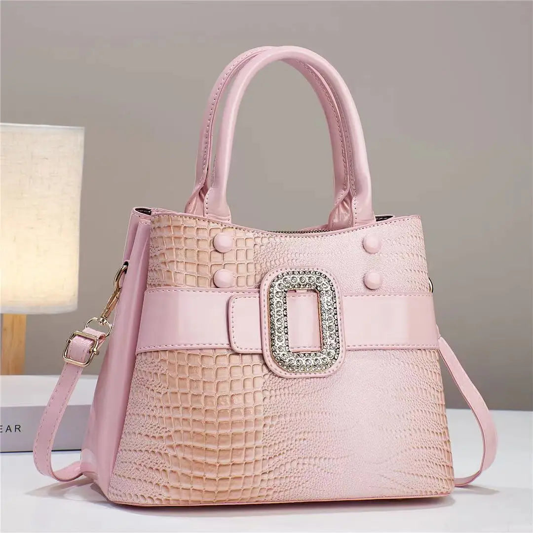 Diamond Handbags For Women Patent Leather Crocodile Stone Pattern