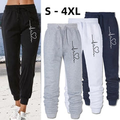 Womens Sweatpants Loose Long Pants Fashion Electrocardiogram Printed Trousers