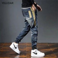 Mens Jeans Harem Pants Fashion Pockets Desinger Loose fit Baggy Moto Jeans Men