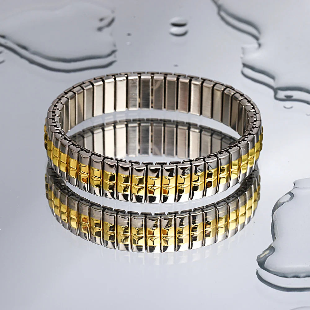 Freetry 18K Gold Plated Stainless Steel Adjustable Bracelet Fashion Elastic Metal Bracelet Trendy Jewelry Accessories Official